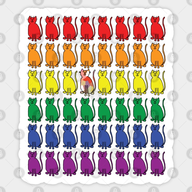 Cats in Rainbow Rows for Pride Sticker by ellenhenryart